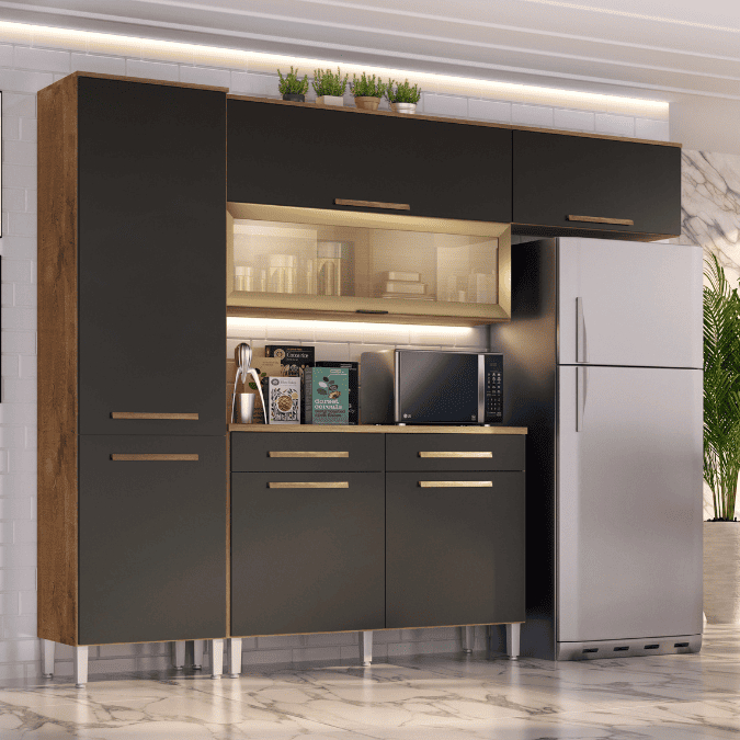 Armário de Cozinha Girassol 7 Portas 2gav Pés Reguláveis - Home & Living