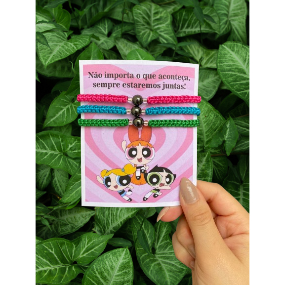 Kit 3 Pulseiras Meninas Super Poderosas Amizade Magnética Macramê