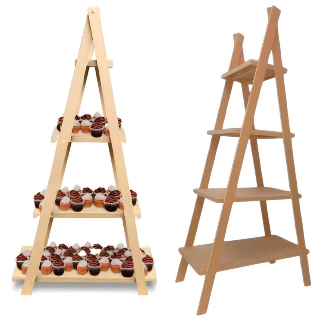 Kit 2 Escadinha De Chão 4 Andares Oferta Especial Mdf Cru Festa Cenário Oferta Desmontavel