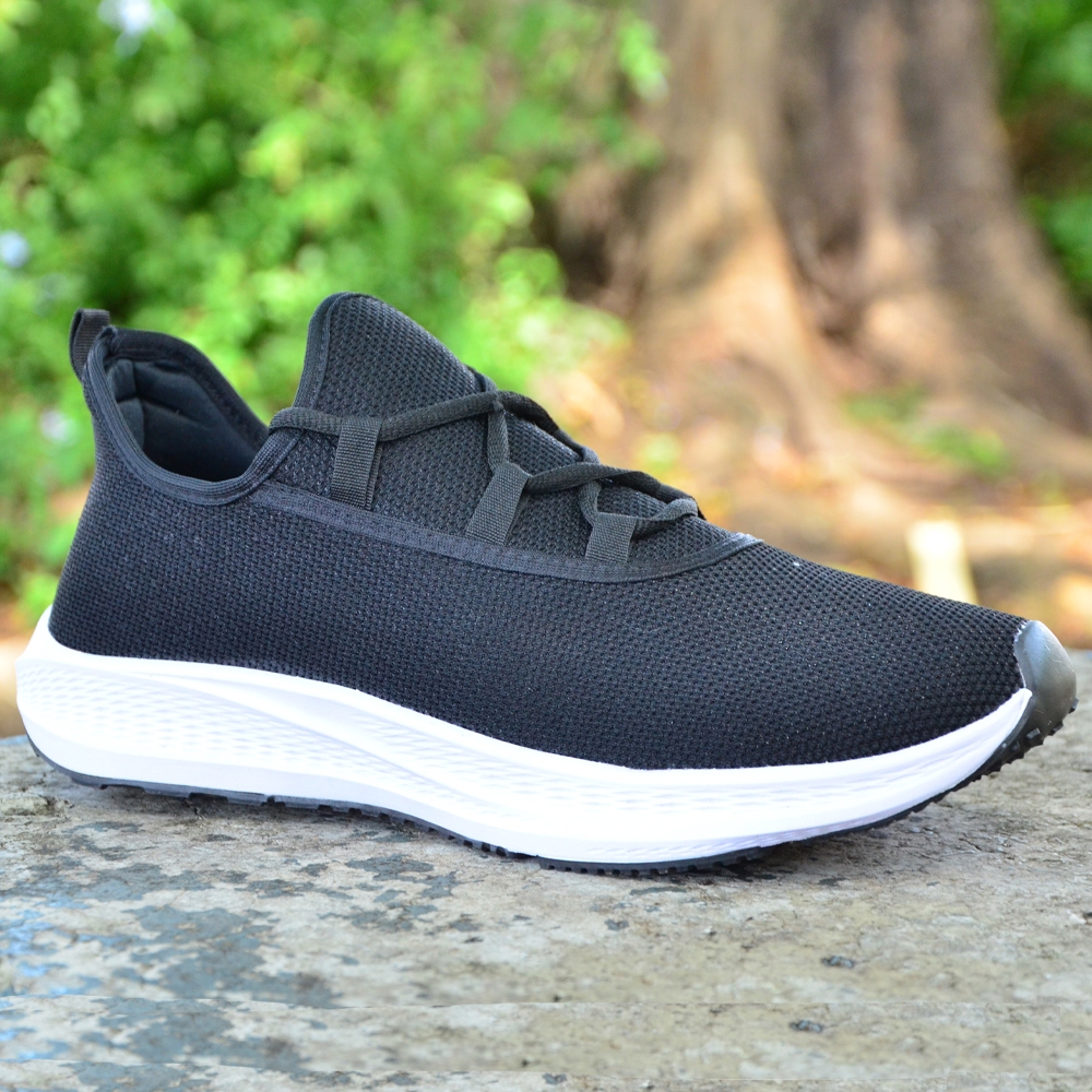 Tênis Masculino Preto Macio E Confortável Nylon Básico Para Correr Caminhar Academia Esportes Musculação