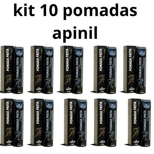 kit 10 Pomadas Preta Apinil PREMIUM Ativos Naturais para Contusões e Torcicolos