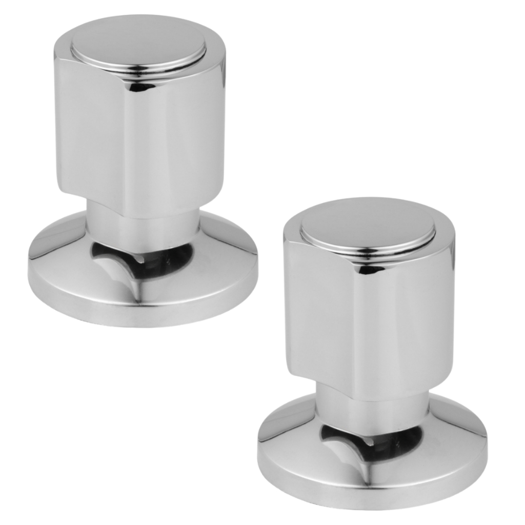 Kit com 2 Acabamentos Registro Deca Cromado Para Banheiro Volante Metal 1/2 3/4