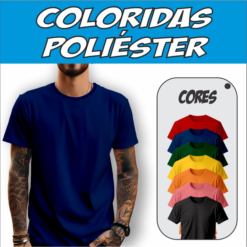 Camiseta Lisa 100% Poliéster Colorida Malha Sublimação em Oferta na Shopee