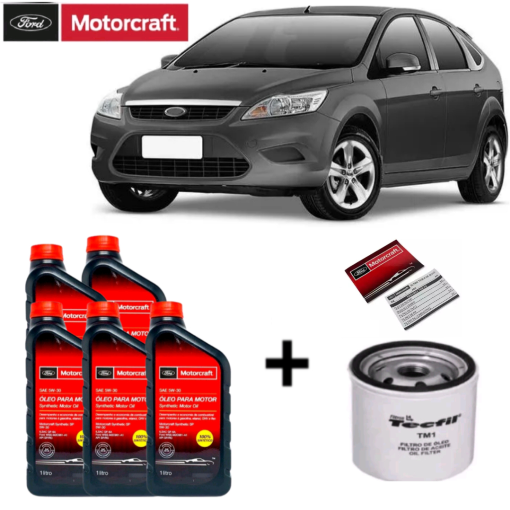 Kit Revisão 5w30 FORD Motorcraft +Filtro de Óleo  + Etiqueta  Ford Focus 1.6 1.8 2.0 2003 Em diante em Oferta na Shopee