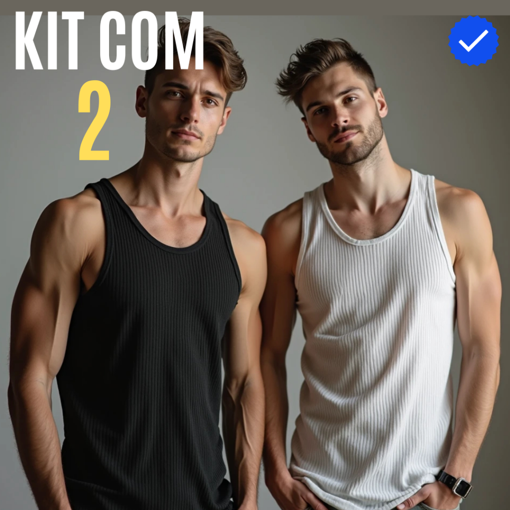 2 Regata Masculina Importada Americana Justa Canelada Elastano Ribana Academia Treino Verão