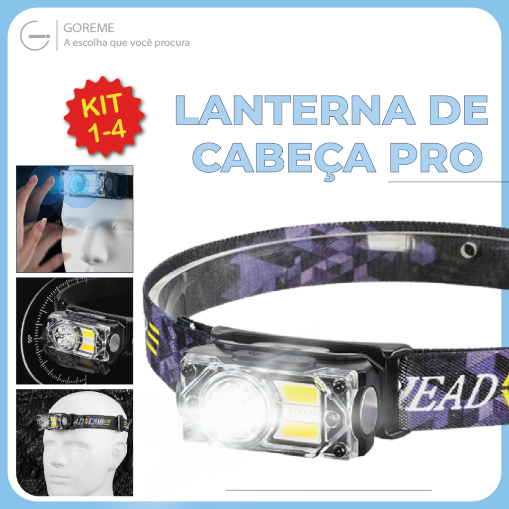 Lanterna para cabeça LED 3000 Lumens 3 em 1 Luminária Profissional Recarregável com USB em Oferta na Shopee