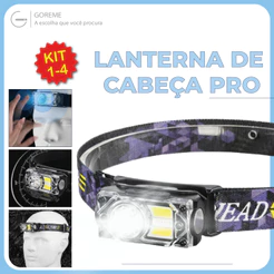 Lanterna para cabeça LED 3000 Lumens 3 em 1 Luminária Profissional Recarregável com USB