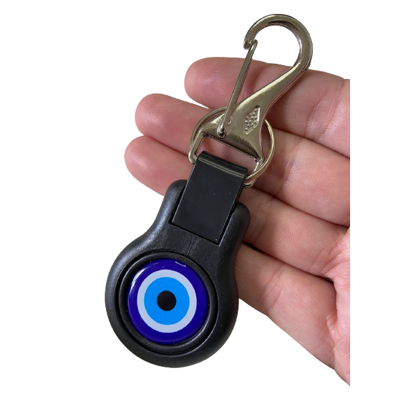 Chaveiro Olho Grego Emborrachado Preto Com Mosquetão em Oferta na Shopee