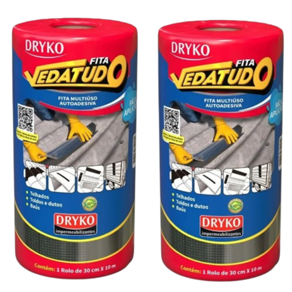 Kit C/2 Manta asfáltica 30 cm x 10 m Rolo auto adesiva aluminizada Vedatudo Impermeabilizaçao