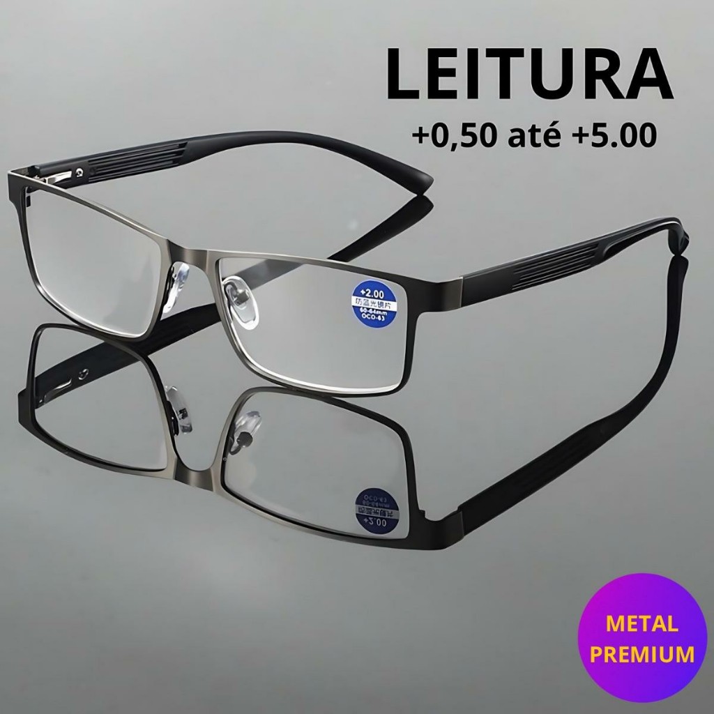 Óculos De Leitura Metal Aço Com Grau Para Perto Descanso Presbiopia Masculino e Feminino Premium em Oferta na Shopee
