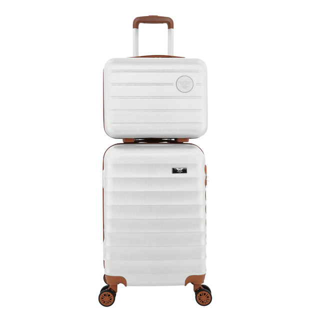 Kit Mala de Bordo Viagem Avião 10kg Pequena ANAC 55x35x23cm 4 Rodinhas 360 com Frasqueira de Mão ABS