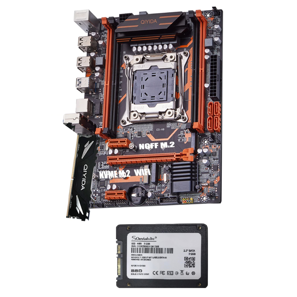 Kit PC X99 Gaming + Xeon E5 2680v4 14 Núcleos (Ryzen 5 5600) + 16GB DDR4 + SSD 512GB
