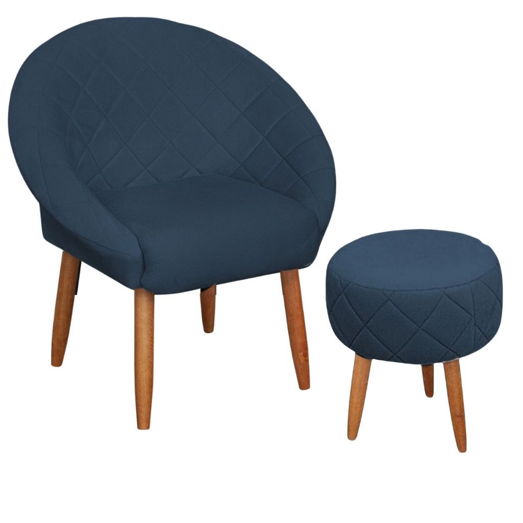 Poltrona Ibiza com Puff para Sala de Estar Decorativo Sala de Espera