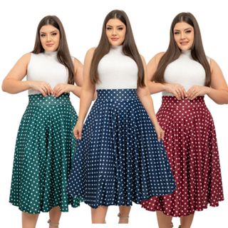 Saia Midi Godê Poá Moda Cristã Estilo Anos 60 Moda Modesta em Oferta na Shopee