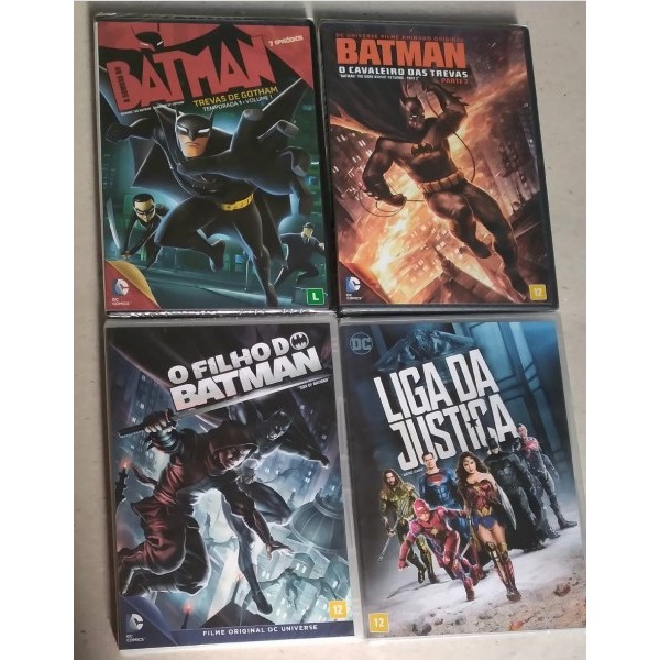 Kit 4 DVD - Filho do Batman, Sombra do Batman, Batman Cavaleiro das Trevas e Liga da Justiça