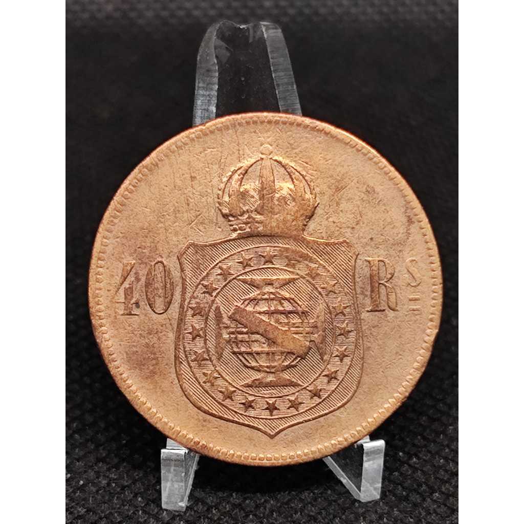 Moeda 40 Réis ano 1875 Bronze do império
