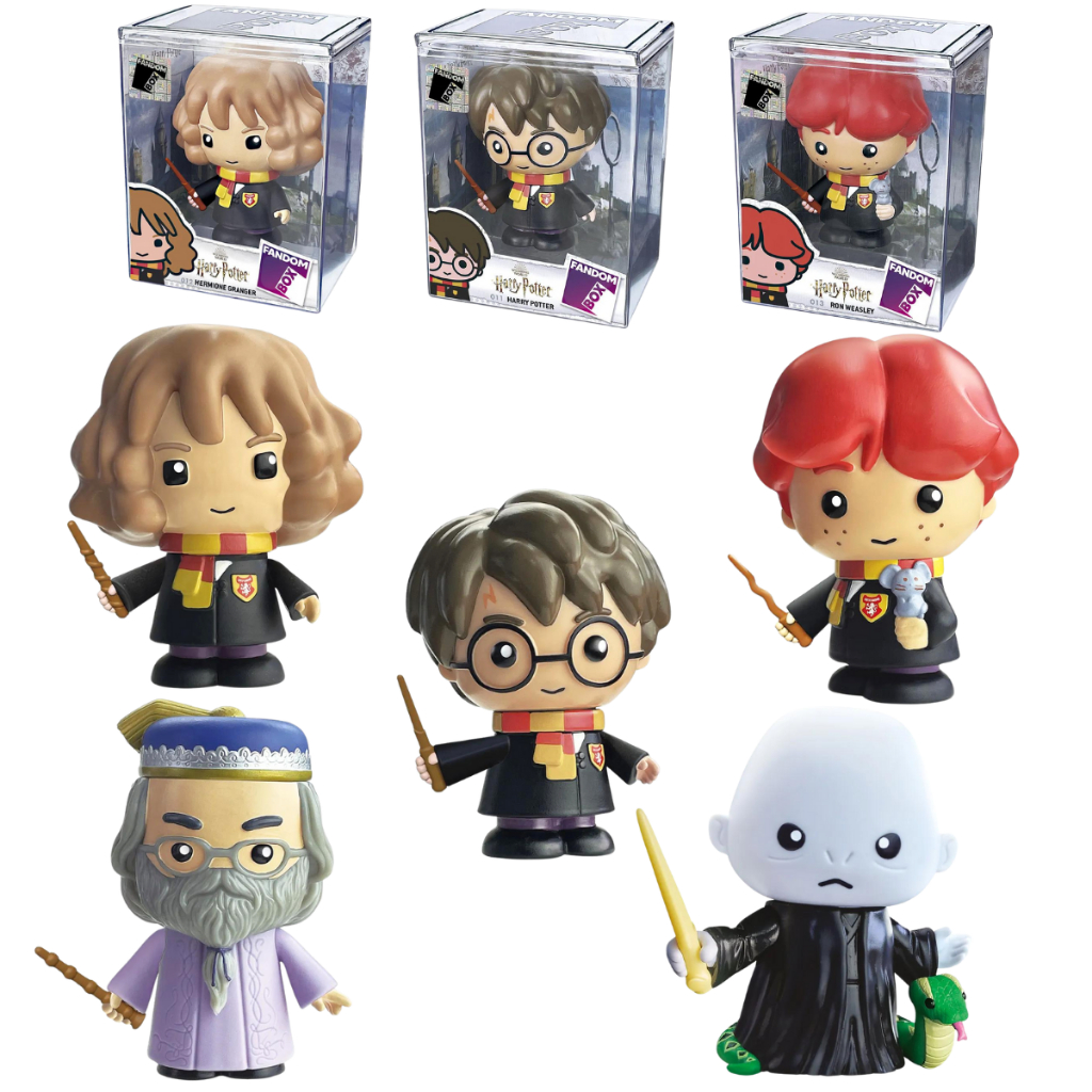 Boneco Harry Potter Fandom Box Em Vinil Coleção Expositor Acrílico