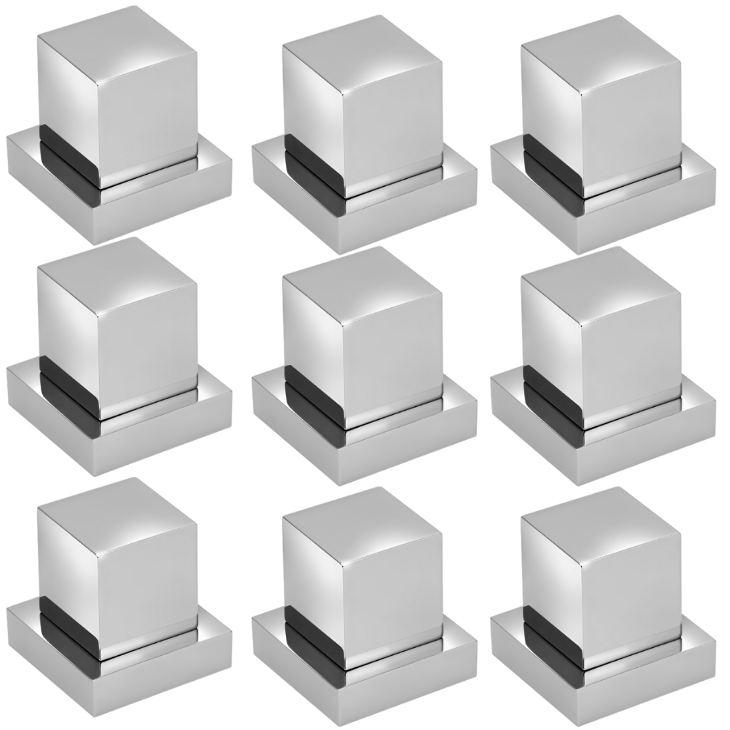 9 Acabamento Quadrado para Registro Pressão e Gaveta 1/2 ou 3/4 Padrão Deca 100% Metal Cromo Premium