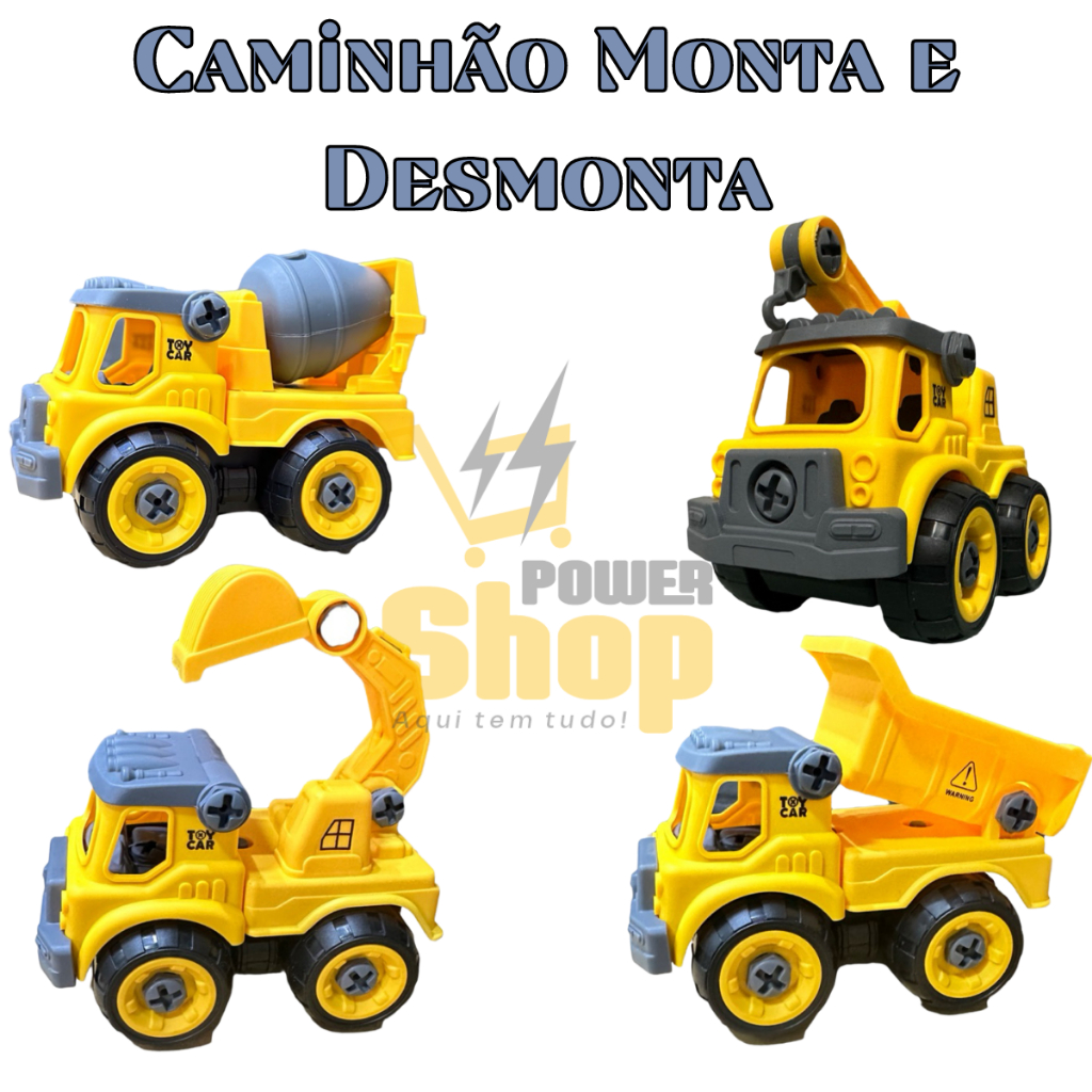 Brinquedo Educativo Carrinhos Trator Caminhão Retroescavadeira Betoneira Monta Desmonta Brinquedo
