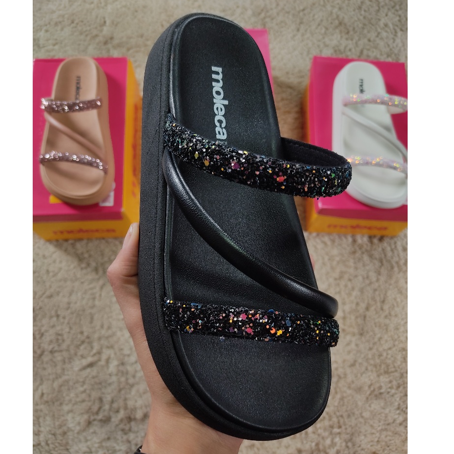 Promoção Sandália Feminina 5469121S Papete Brilhosa Original Moleca