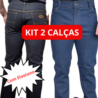 Kit 2 Calça Masculina Jeans Lycra Elastano Reta Trabalho Passeio plus size em Oferta na Shopee