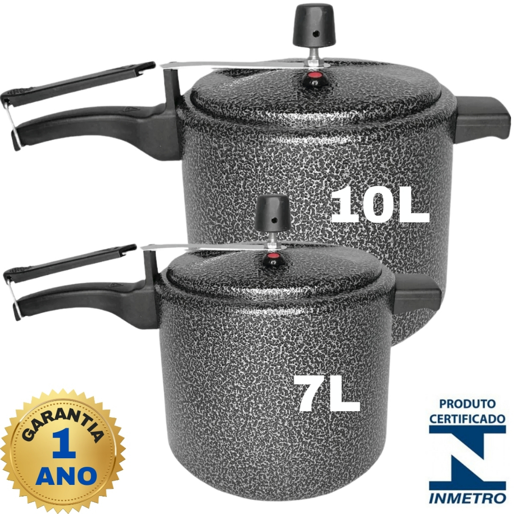 Kit 2 Panelas Pressão 10 Litros e 7 Litros Preta Triunfo Com Otima Pressao Certificada Pel...