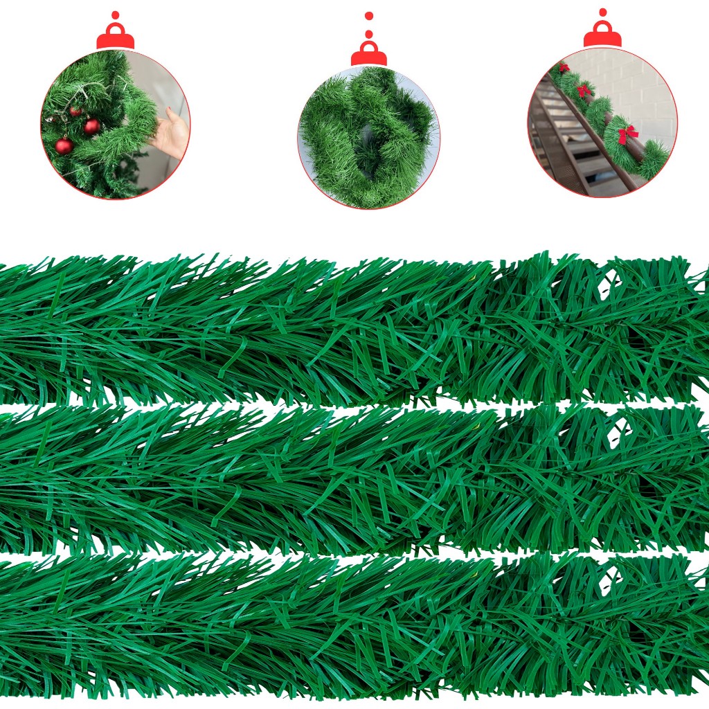 6 Metros Festão De Natal Decorativo Verde Escuro Grosso 12cm