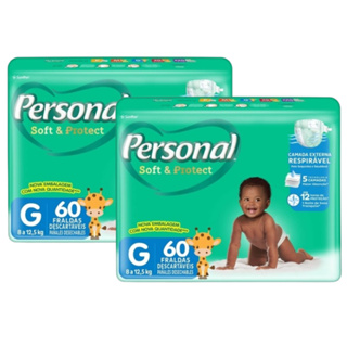 Kit 2 Pacotes Fraldas Personal baby Infantil - Personal Hiper - Tam G - Total 120 Tiras em Oferta na Shopee