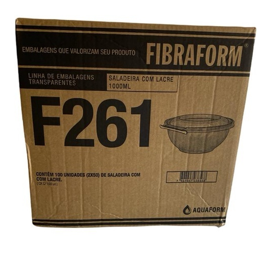 Saladeira 1000ml Tampa com Lacre F261 Fibraform c/100un