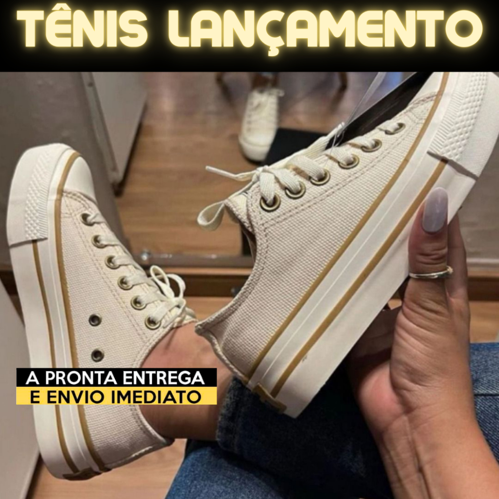 Tenis Plataforma Sola Alta Bege Moda Envio Imediato Feminino