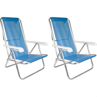 Kit 02 Cadeiras Praia Piscina Jardim Reclinável 8 Posições Mor Azul Marinho Azul Anis Lilás em Oferta na Shopee