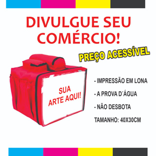 Propaganda para bag de entregador tamanho 40x30 Impressão Lona Prova D'Água em Oferta na Shopee