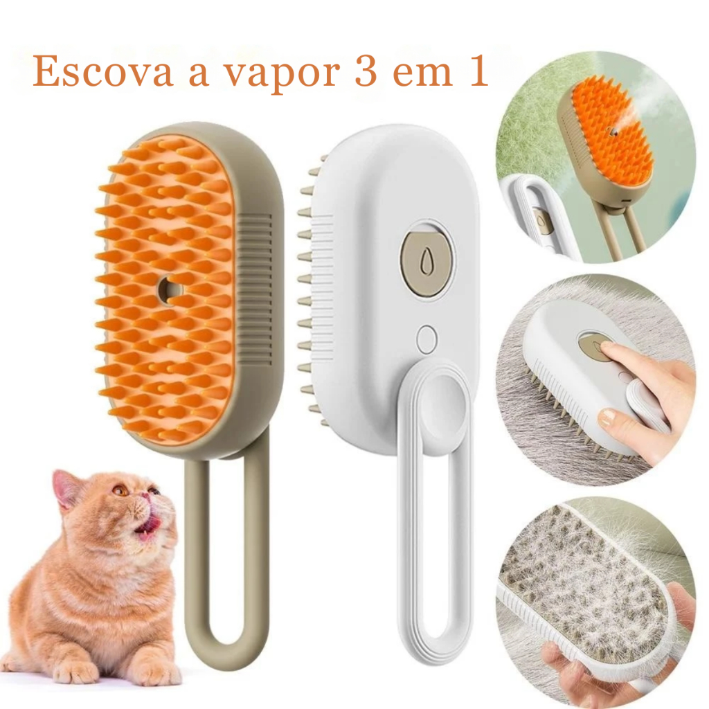 Escova A Vapor Gato Cães 3 Em 1 Escova Elétrica Remoção De Pelo Pente De Massagem Animal Estimação em Oferta na Shopee