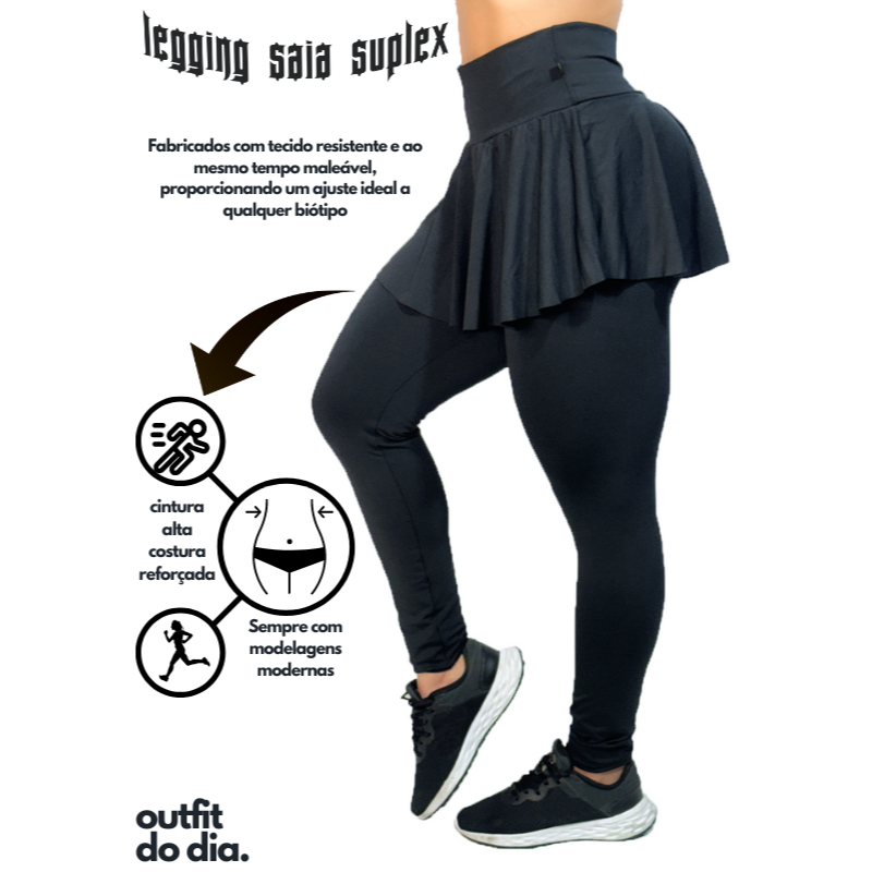 Legging Saia Tapa BumBum Feminino Academia Ginástica Moda Fitness