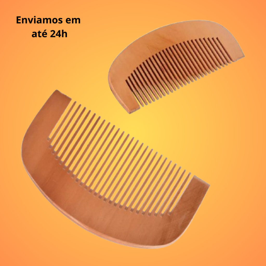 Pente de Madeira Arredondado com Dentes Largos Sem Cabo | 13cm