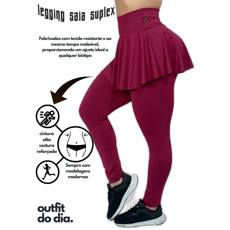 Kit 2 Legging Saia Tapa BumBum Feminino Academia Ginástica Moda Fitness