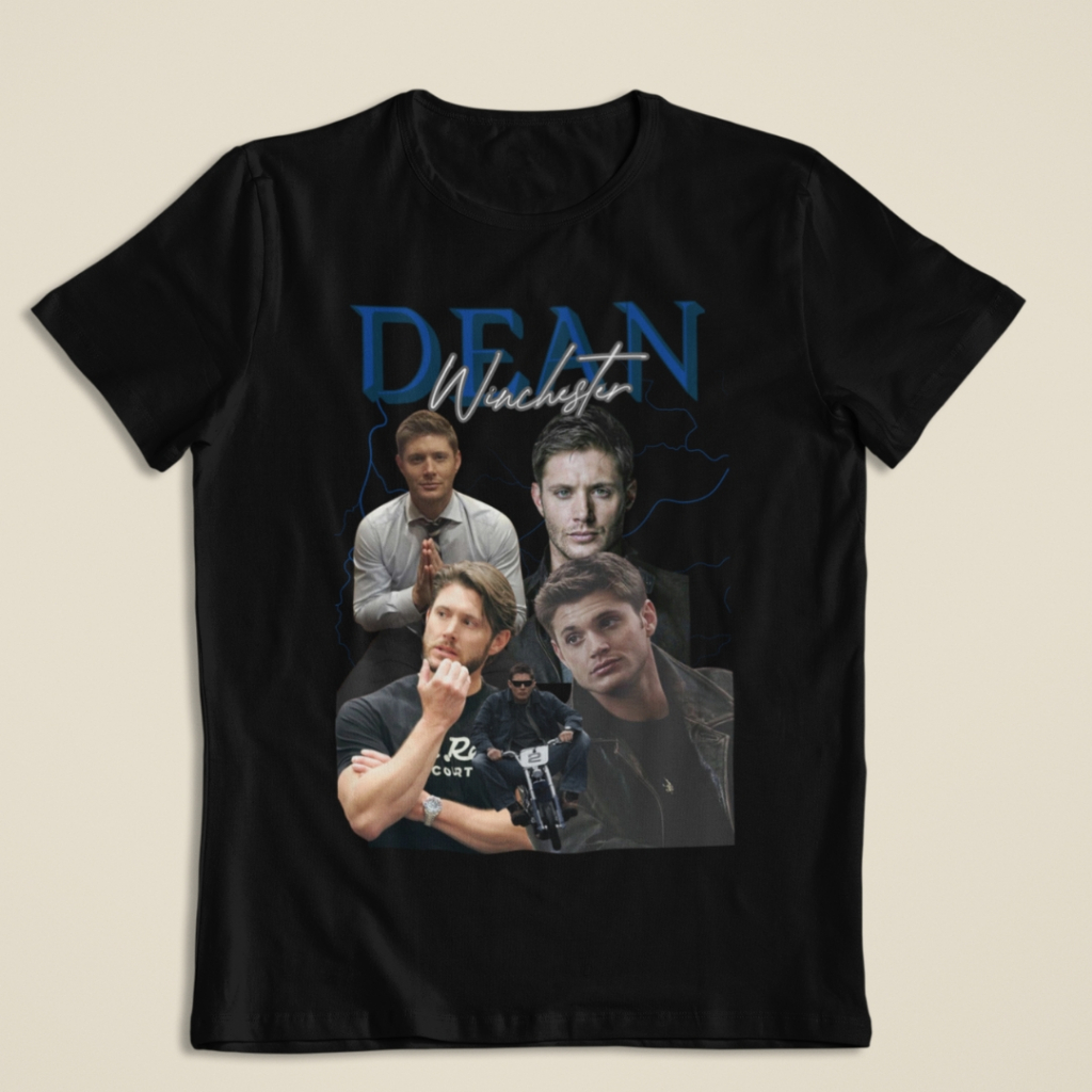 T-shirt Blusa Dean Winchester Série Supernatural Irmãos camiseta terror Camiseta preta 100% algodão SPN