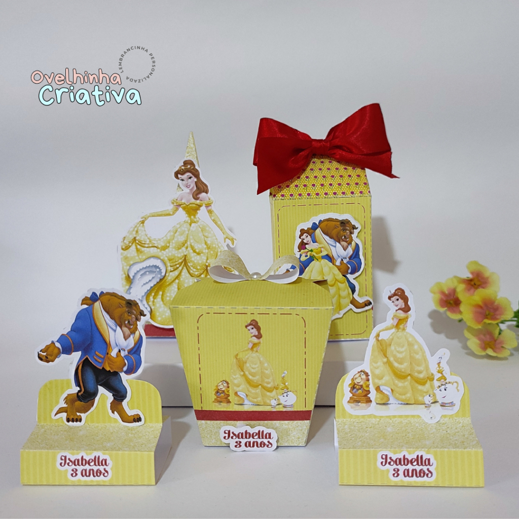 Kit Festa: 20 Lembrancinhas Personalizadas A Bela e a Fera Papelaria Personalizada - Lembrancinhas Personalizadas