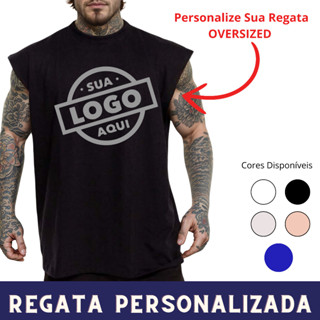 Camiseta Regata Oversized Personalizada Logo Academia Sua Estampa Aqui em Oferta na Shopee