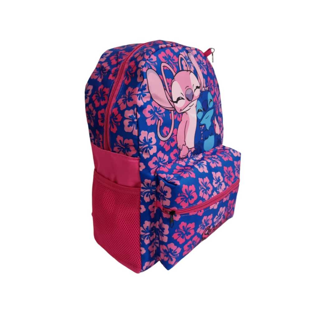 Mochila Escolar Stitch E Angel Infantil Juvenil Menina Bolsa Costas Resistente Fofa Personagem Disney Envio Imediato