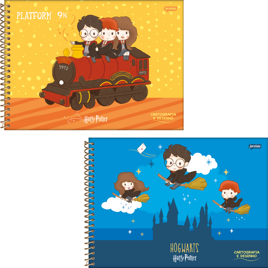 Caderno Espiral Desenho/ Cartografia Harry Potter 96 Folhas Tamanho 275 x 200mm Offset 63g