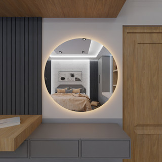 Espelho Redondo com LED 80CM 90CM 1METRO Grande Decorativo Sala Quarto Loja Banheiro com Suporte em Oferta na Shopee