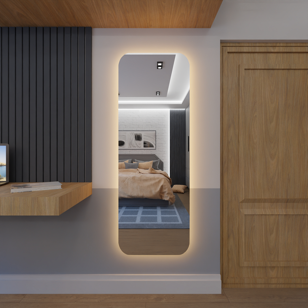 Espelho Corpo Inteiro Retangular Com Led 150cm x 60cm E14 Lançamento Quarto Sala Grande Moderno Luxo em Oferta na Shopee