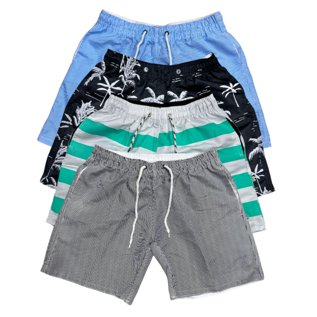 Kit Bermudas Infantil/Juvenil Masculinas Tactel Grosso Estampadas Variadas para Verão Escola Praia