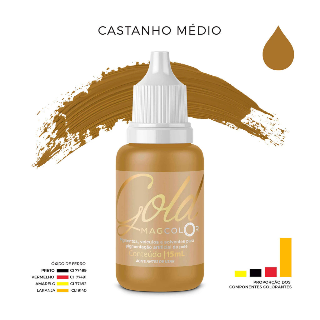 Pigmento Mag Color Gold 15ml - Castanho Médio | Alta Pigmentação e Durabilidade