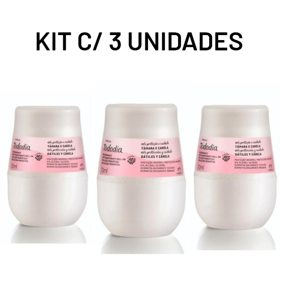 Desodorante Natura Roll on Antitranspirante 70ml Kit Aclarar acerola tamara lis algodão erva doce