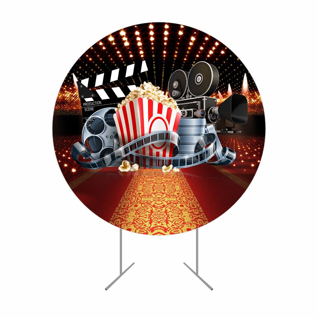 Painel de Festa Redondo Decoração Tema Cinema Oscar em Oferta na Shopee
