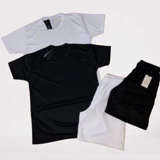 Kit 2 Camiseta + 2 Bermuda Masculina Dry Fit / Shorts Masculina Academia - Conjunto Lançamento 2024 em Oferta na Shopee
