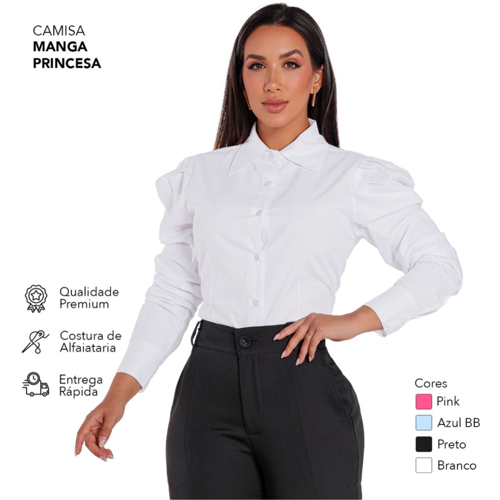 Camisa Social  Feminina Manga Longa  princesa bufante