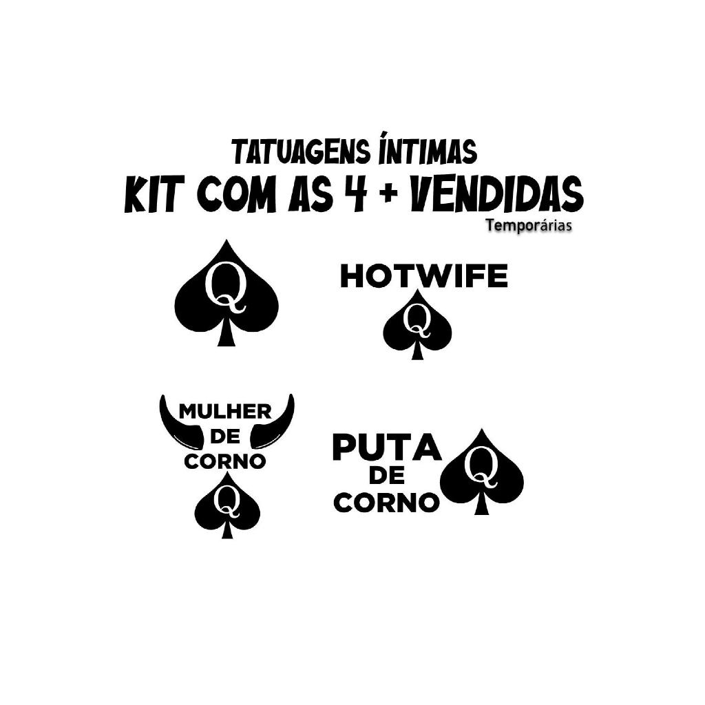 AS 4 TATUAGENS TEMPORÁRIAS MAIS VENDIDAS DAMA DE ESPADA / HOTWIFE / MULHER DE C0RNO / PUT@ de C0RN0